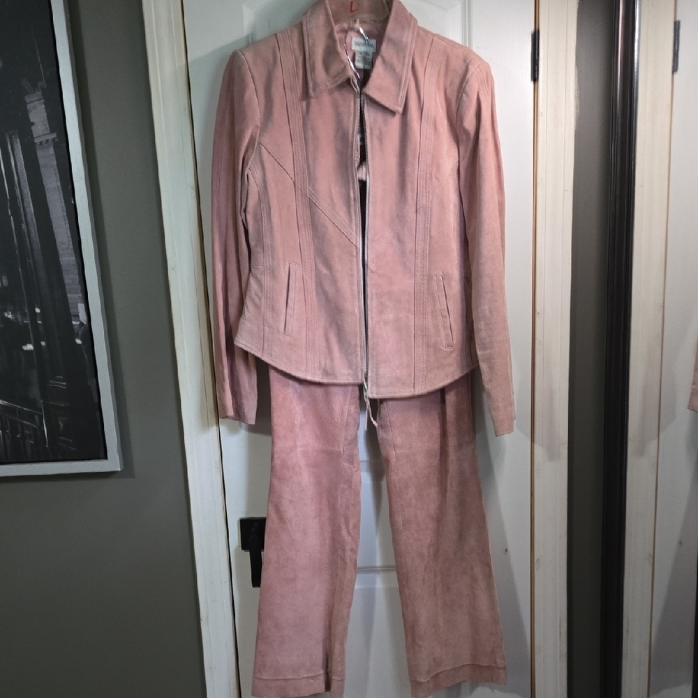 Pink Suede Jacket and Pants Set Together Brand Jacket 12 Pants 6 See Measurement